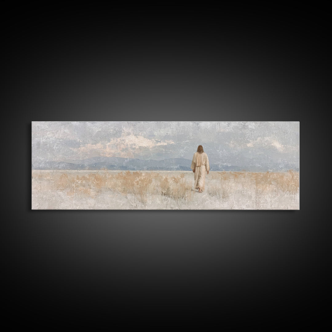 Desert Called Grace | Framed Canvas Print | Panoramic Art | Christian Art Canvas | Christian Wall Art | Jesus Painting | Minimalist Christi
