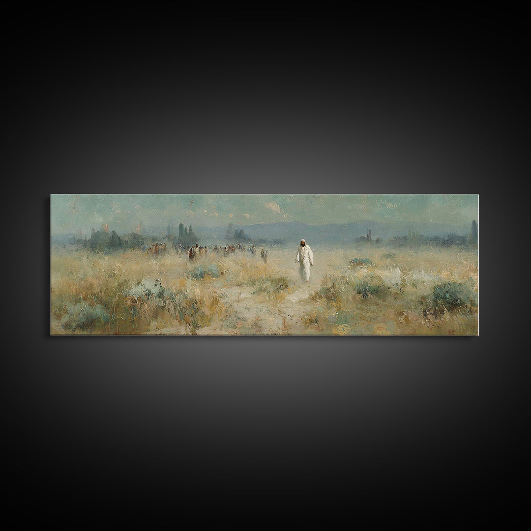 Horizon Of Mercy, Framed Canvas Print, Panoramic Wall Art, Christian Art Canvas, Christian Art, Jesus Painting, Subtle Christian Art, Chris