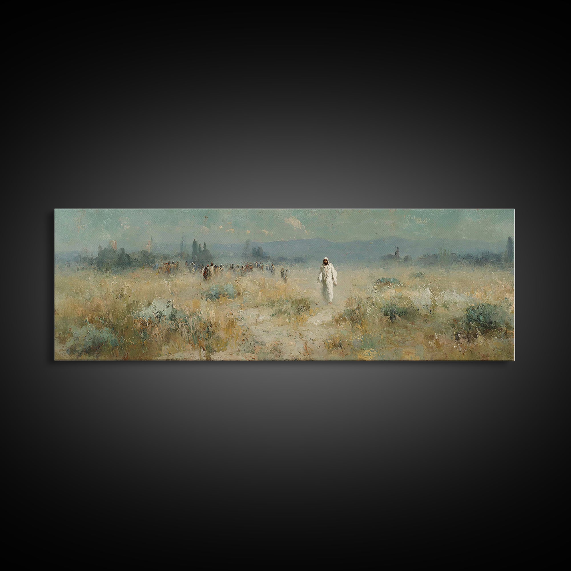Horizon Of Mercy, Framed Canvas Print, Panoramic Wall Art, Christian Art Canvas, Christian Art, Jesus Painting, Subtle Christian Art, Chris