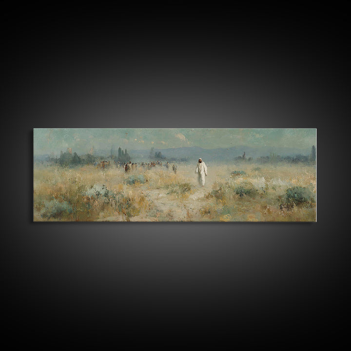 Horizon Of Mercy, Framed Canvas Print, Panoramic Wall Art, Christian Art Canvas, Christian Art, Jesus Painting, Subtle Christian Art, Chris