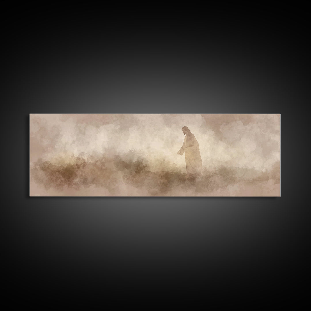Dust And Dawn | Framed Canvas Print | Panoramic Frame | Christian Art Canvas | Jesus Painting | Christian Wall Art | Moody Christian Art |
