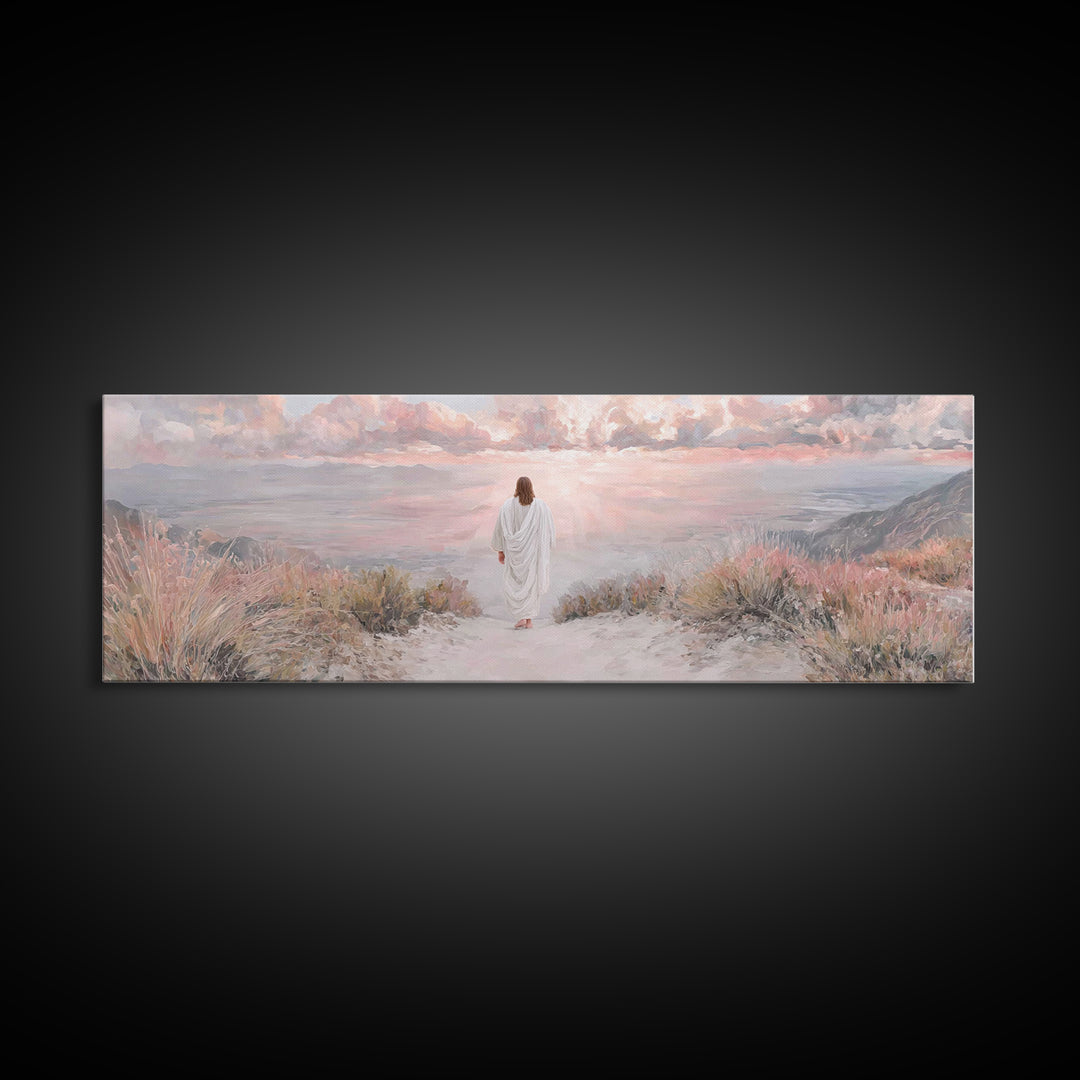 Radiant Ascend, Framed Canvas Print, Extra Wide Art, Christian Wall Art, Christian Art Canvas, Jesus Painting, Modern Christian Painting, C