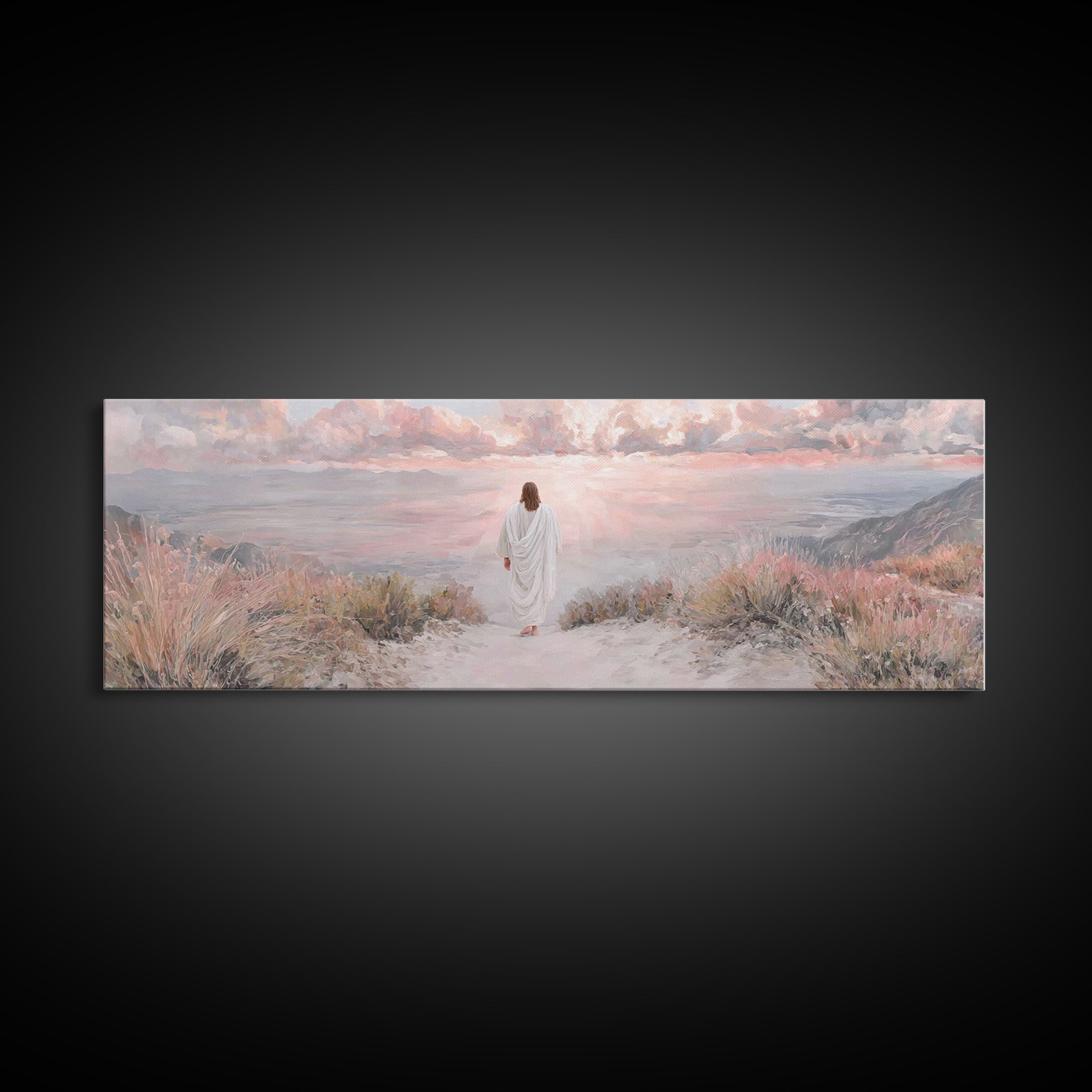 Radiant Ascend, Framed Canvas Print, Extra Wide Art, Christian Wall Art, Christian Art Canvas, Jesus Painting, Modern Christian Painting, C