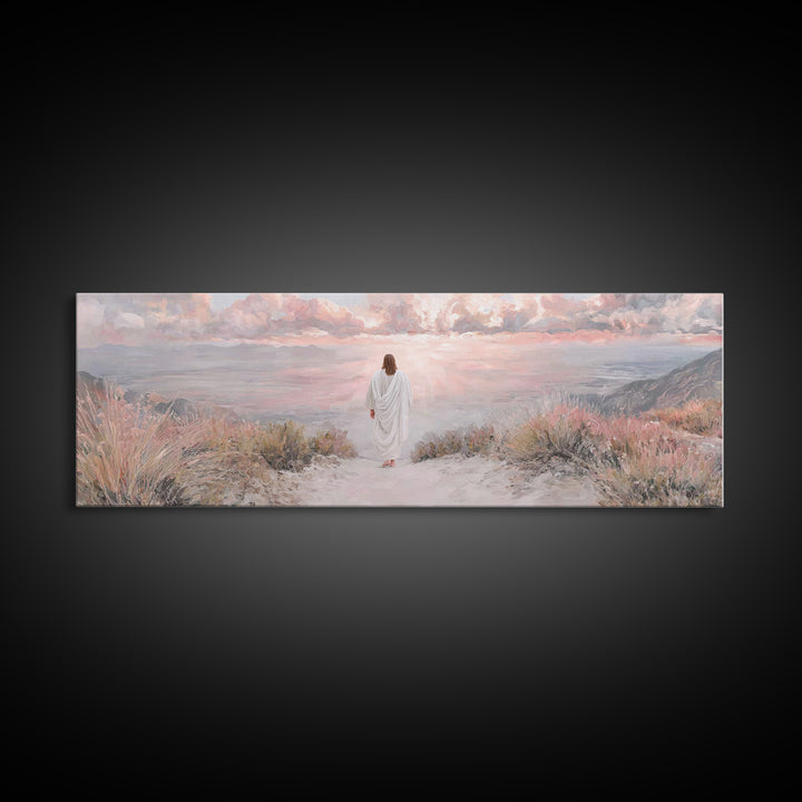 Radiant Ascend, Framed Canvas Print, Extra Wide Art, Christian Wall Art, Christian Art Canvas, Jesus Painting, Modern Christian Painting, C