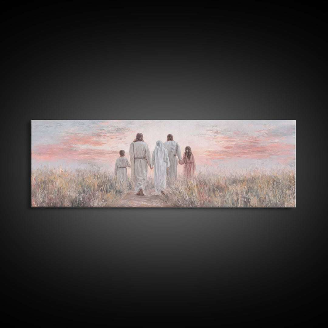 Evening Path Grace, Framed Canvas Print, Panoramic Print, Christian Wall Art, Christian Art Canvas, Jesus Painting, Christian Gift Ideas, S