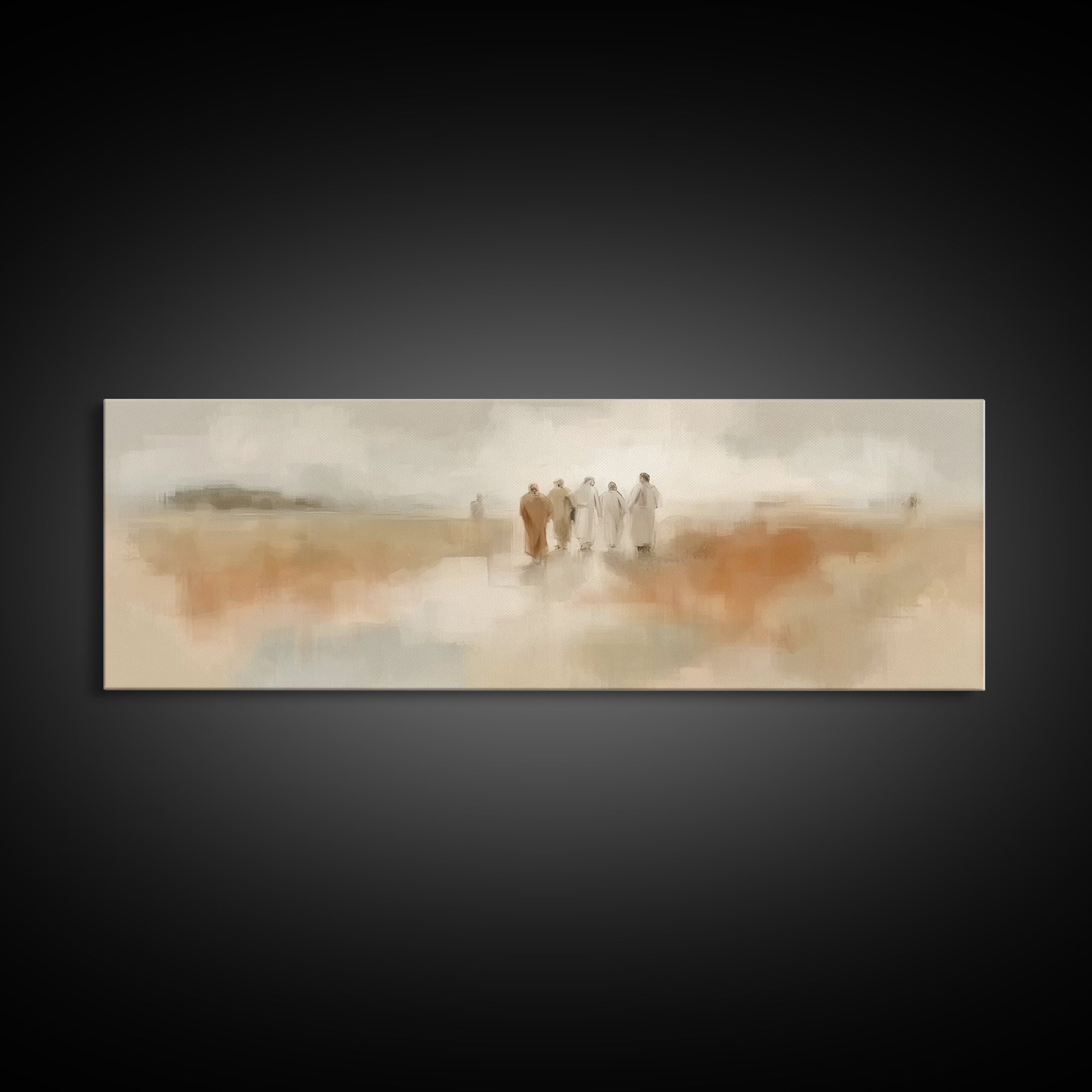 Gathered In Faith – Framed Canvas Print – Panoramic Art – Christian Art Canvas – Christian Wall Art – Jesus Painting – Modern Christian Art