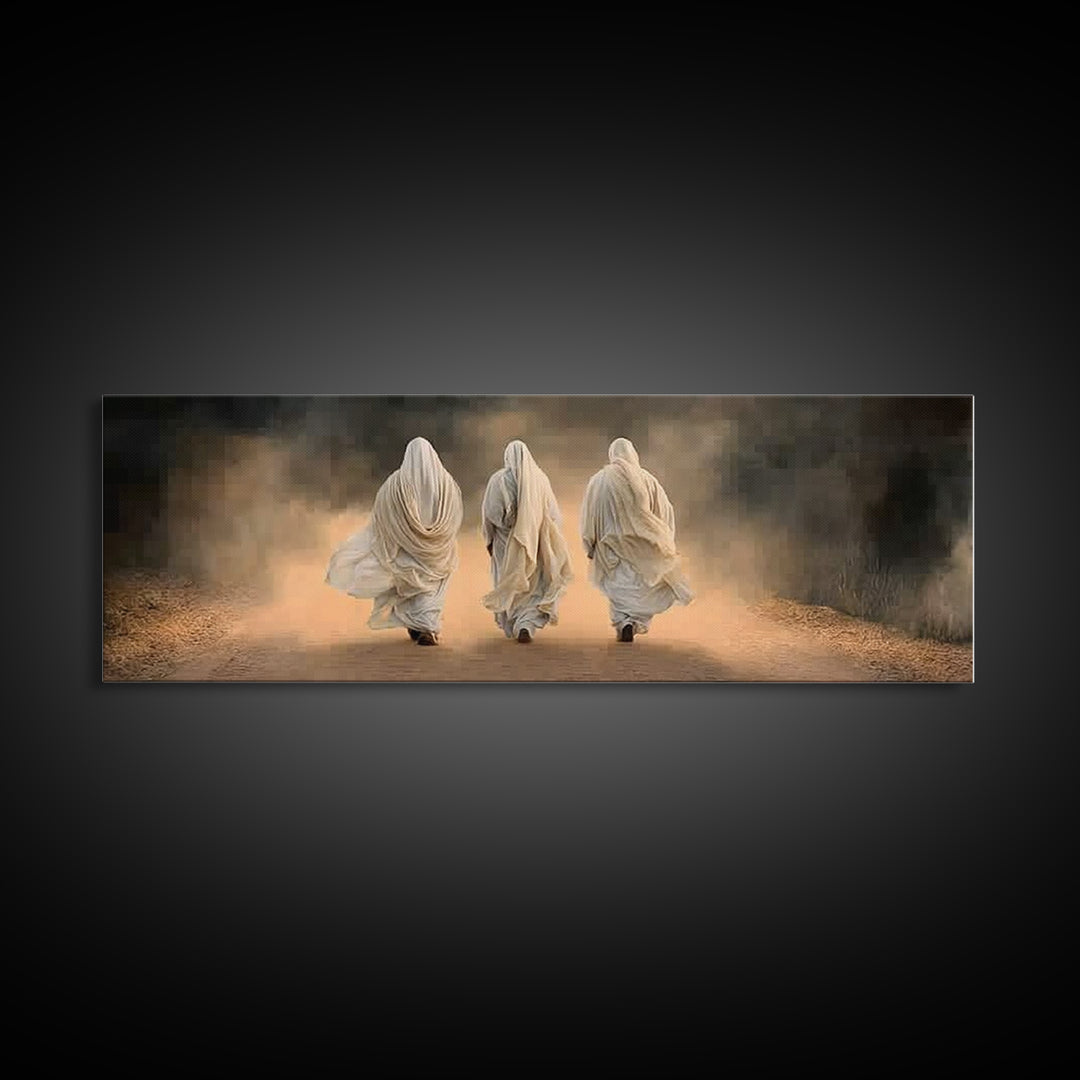 Dusty Road Journey, Framed Canvas Print, Panoramic Print, Christian Art, Jesus Painting, Christian Wall Art, Christian Decor, Christian Art