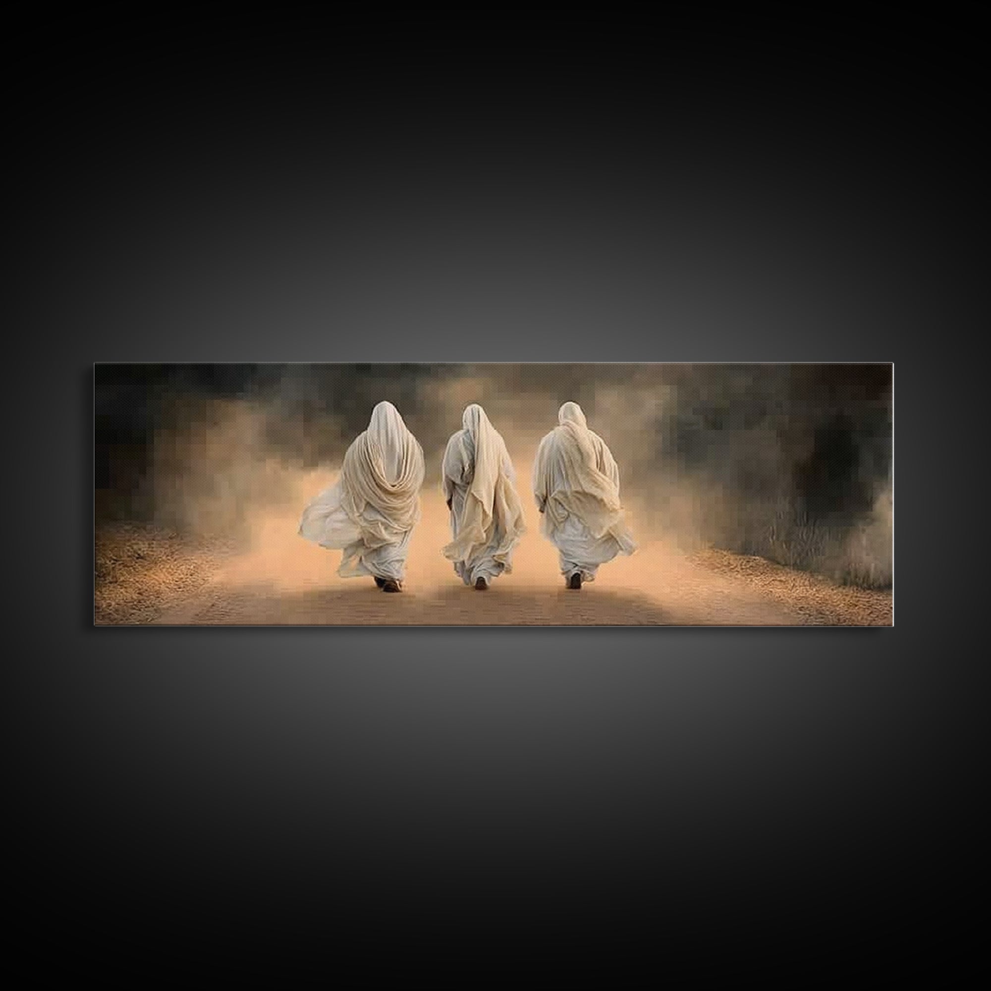 Dusty Road Journey, Framed Canvas Print, Panoramic Print, Christian Art, Jesus Painting, Christian Wall Art, Christian Decor, Christian Art