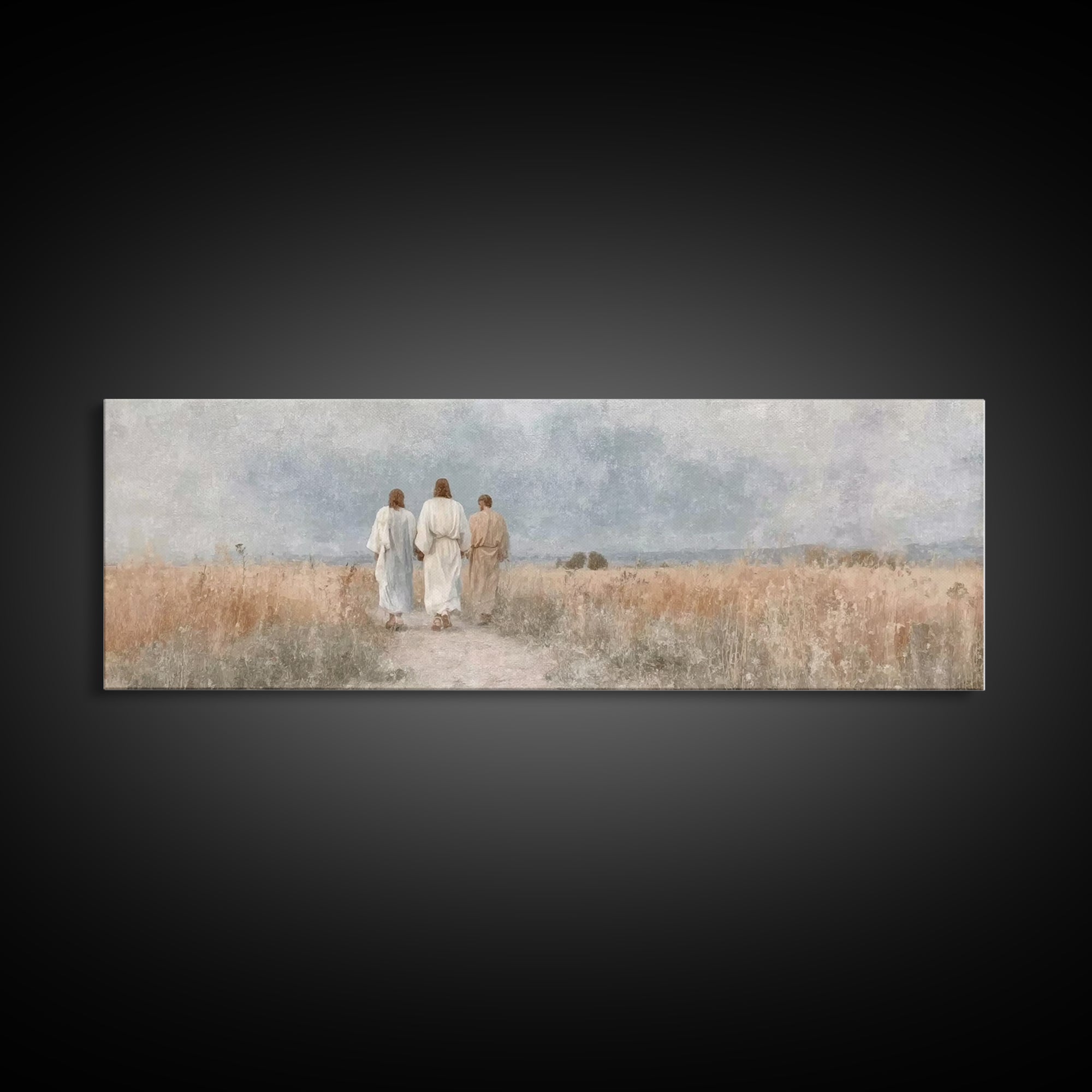 Fields Of Grace | Framed Canvas Print | Panoramic Frame | Christian Wall Art | Christian Art Canvas | Jesus Painting | Christian Decor