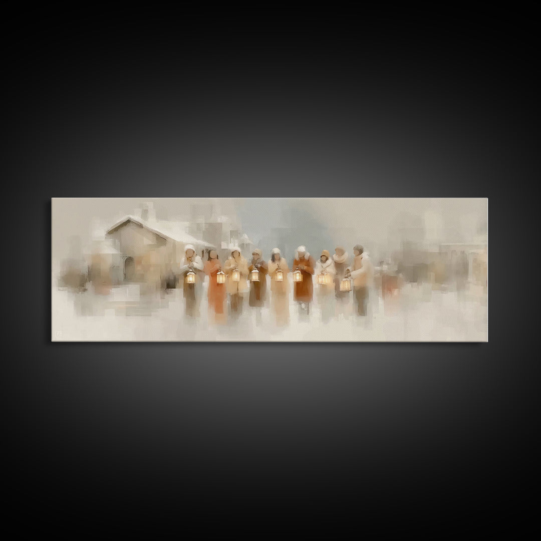 Lanterns Of Peace – Framed Canvas Print – Panoramic Art – Christmas Wall Art – Christian Christmas Art – Christian Decor – Christian Art Ca