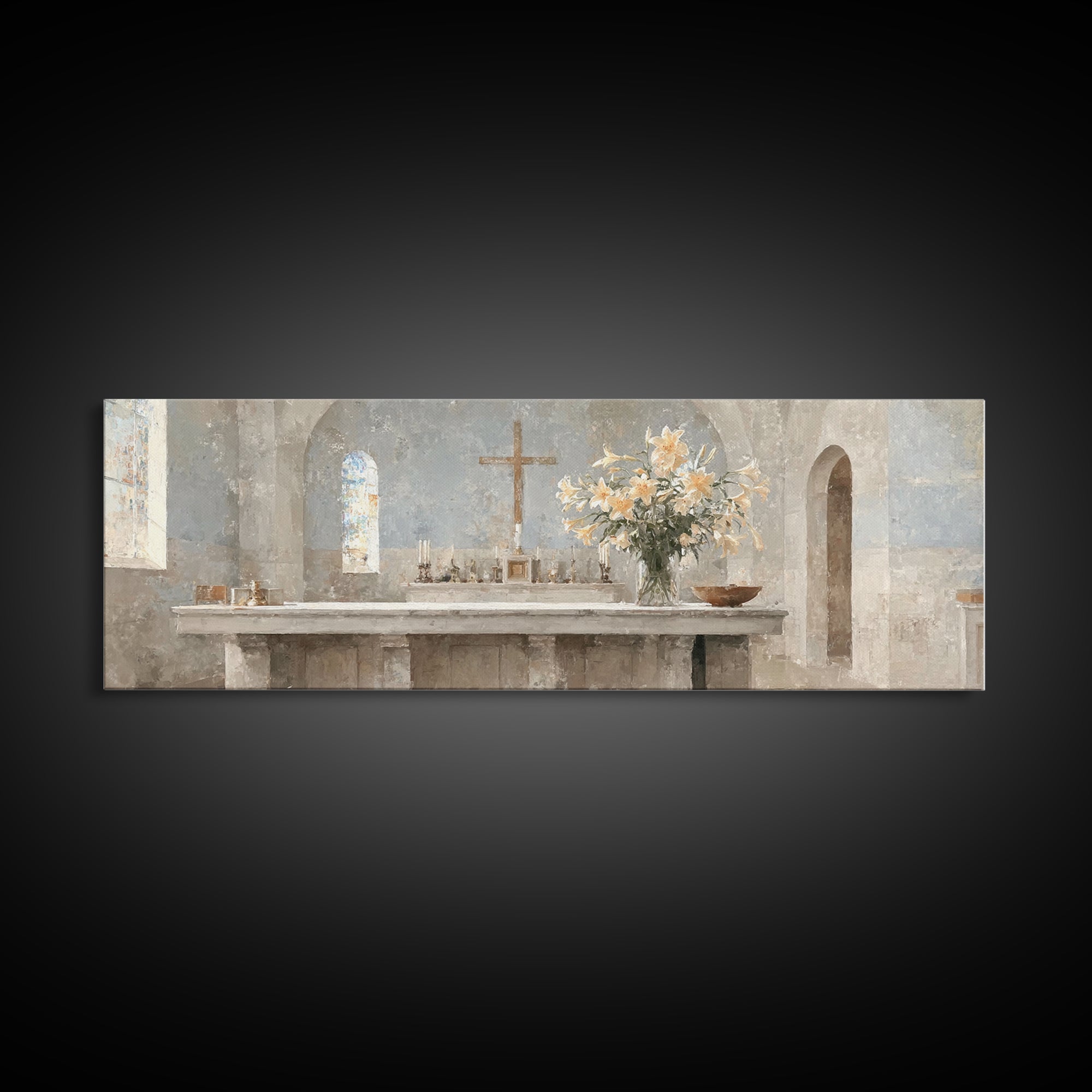 Sacred Stillness | Framed Canvas Print | Panoramic Wall Art | Christian Art Canvas | Christmas Art | Christian Art | Moody Christian Art