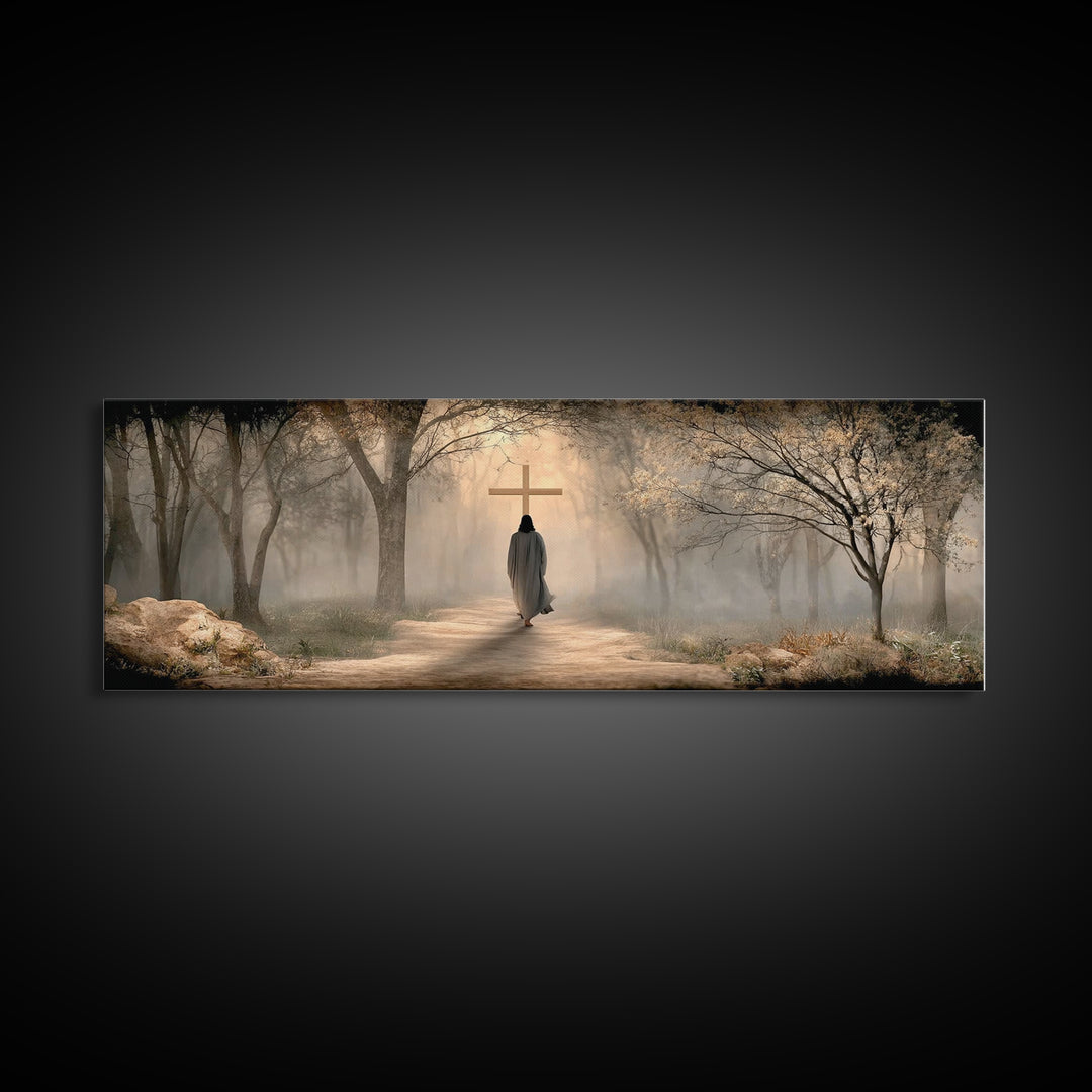 Path Of Mercy – Framed Canvas Print – Christian Wall Art – Jesus Painting – Panoramic Art – Christian Art Canvas – Christian Christmas Art