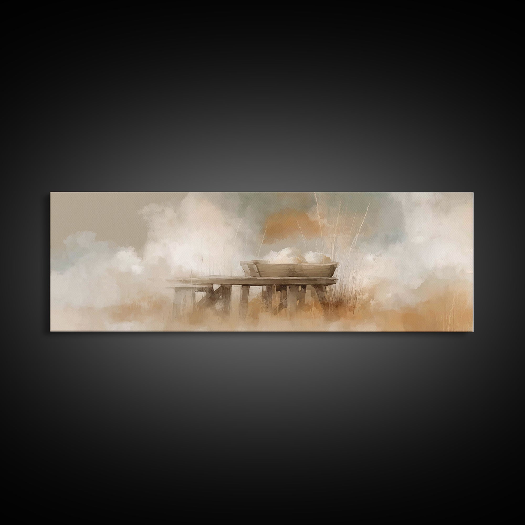 Gentle Manger Light – Framed Canvas Print – Panoramic Art – Christian Wall Art – Christian Art Canvas – Christmas Art – Christian Christmas