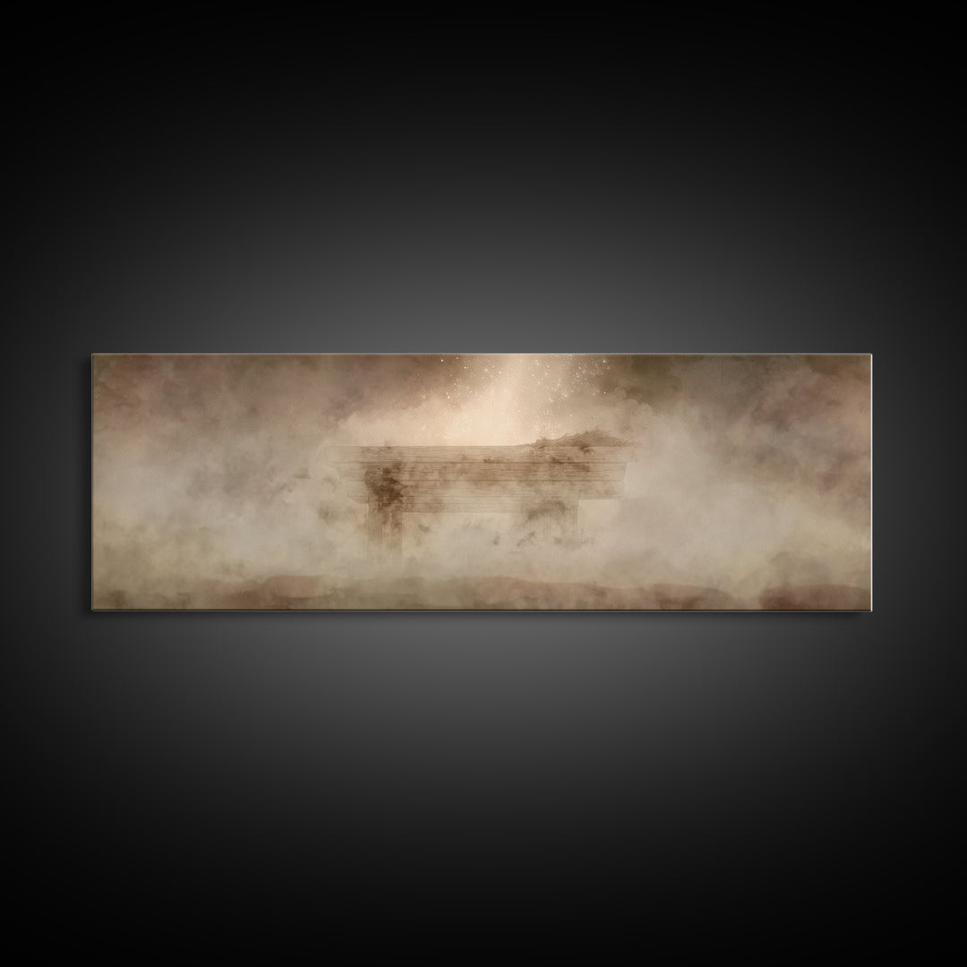 Holy Cradle Glow, Framed Canvas Print, Panoramic Wall Art, Christian Art Canvas, Christian Christmas Art, Christmas Wall Art, Christian Dec