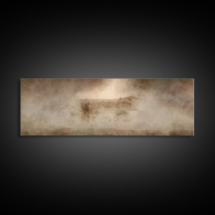Holy Cradle Glow, Framed Canvas Print, Panoramic Wall Art, Christian Art Canvas, Christian Christmas Art, Christmas Wall Art, Christian Dec