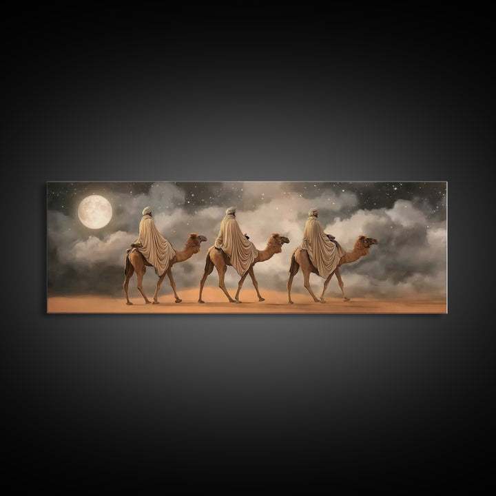 Night Of Promise – Framed Canvas Print – Panoramic Print – Christian Wall Art – Christmas Art – Christian Art Canvas – Christian Christmas