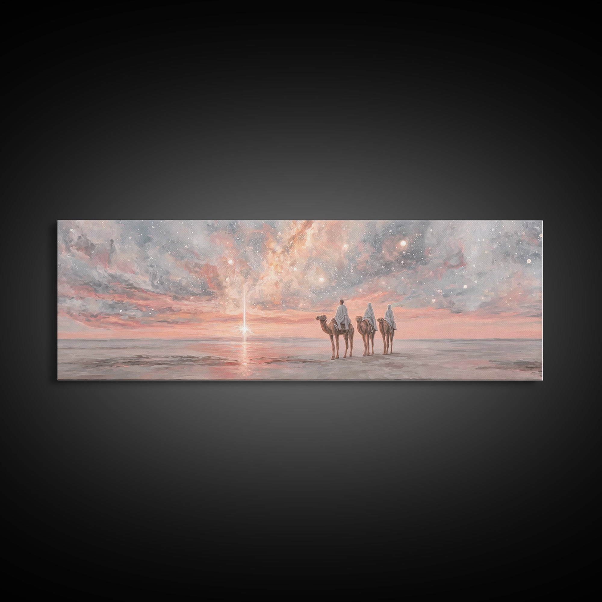 Dawn Star Journey, Framed Canvas Print, Panoramic Art, Christian Wall Art, Christian Art Canvas, Christmas Art Prints, Christian Gift Ideas