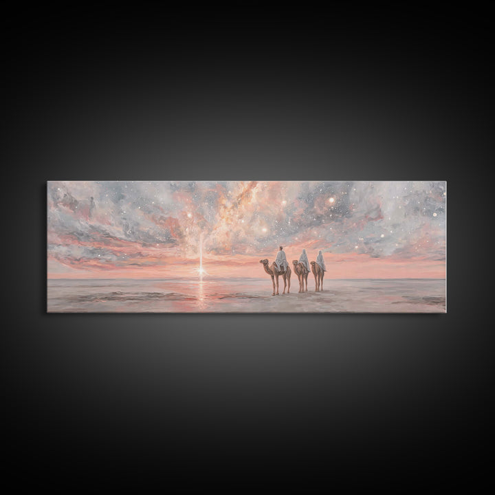 Dawn Star Journey, Framed Canvas Print, Panoramic Art, Christian Wall Art, Christian Art Canvas, Christmas Art Prints, Christian Gift Ideas