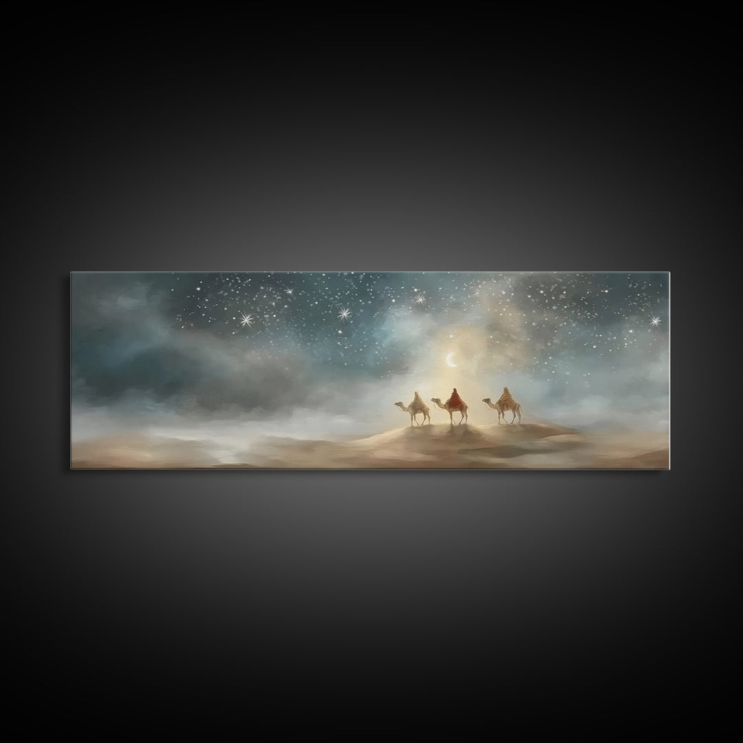 Guided By Heaven | Framed Canvas Print | Panoramic Wall Art | Christian Art Canvas | Christmas Wall Art | Christian Christmas Art | Christi