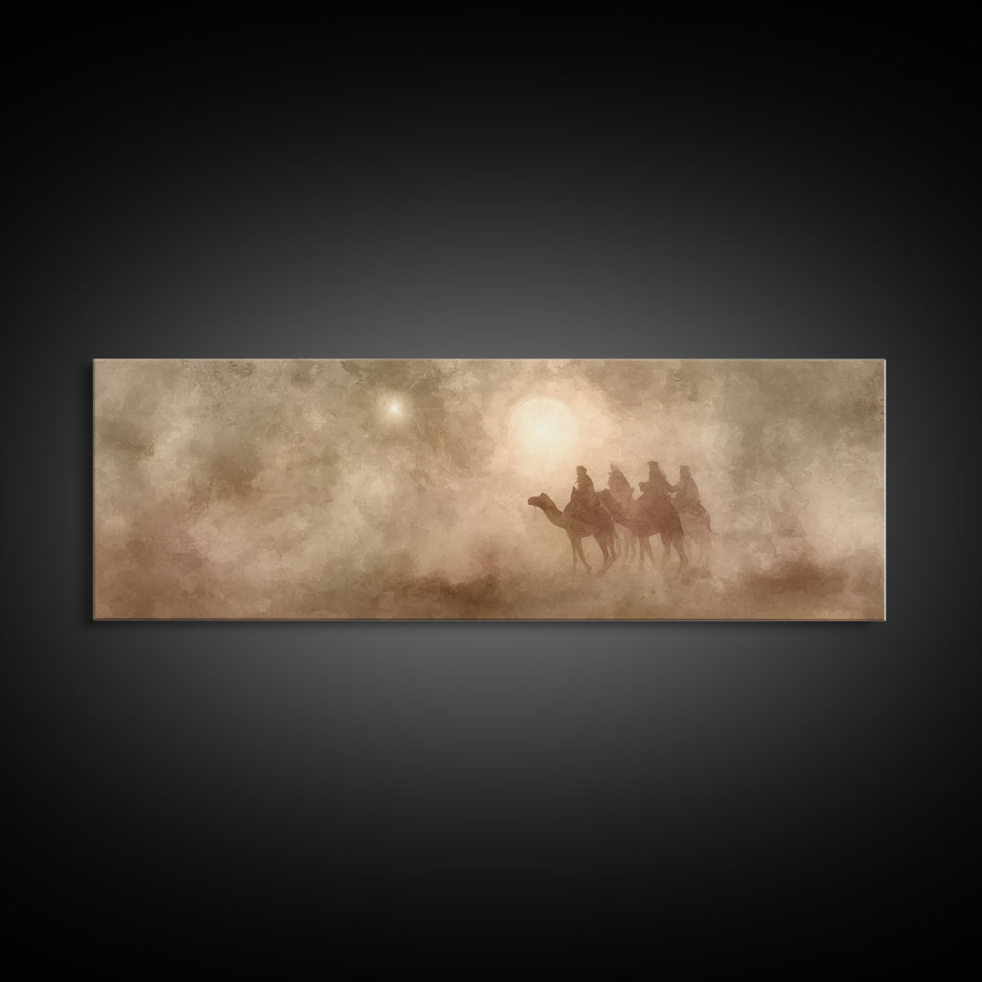 The Guiding Star – Framed Canvas Print – Panoramic Art – Christian Wall Art – Christmas Art – Christian Christmas Art – Christian Art Canva