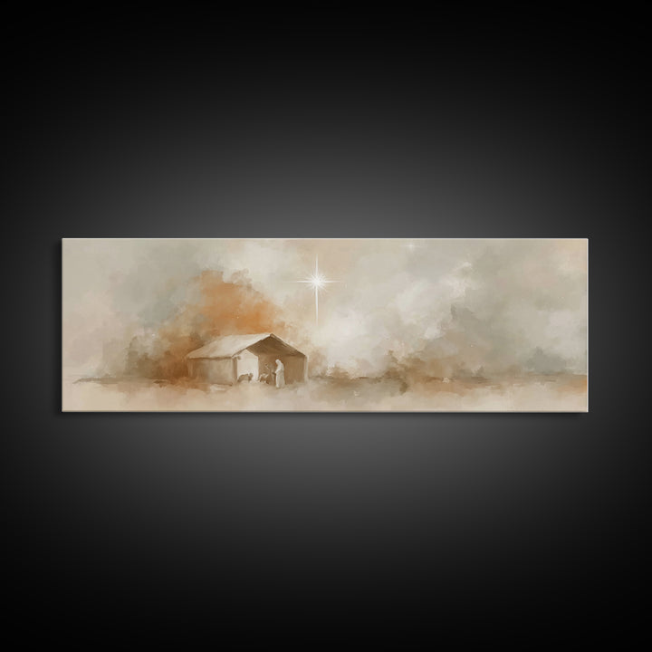Bethlehem Dawn | Framed Canvas Print | Panoramic Painting | Christian Art | Christmas Wall Art | Christian Art Print | Christian Christmas
