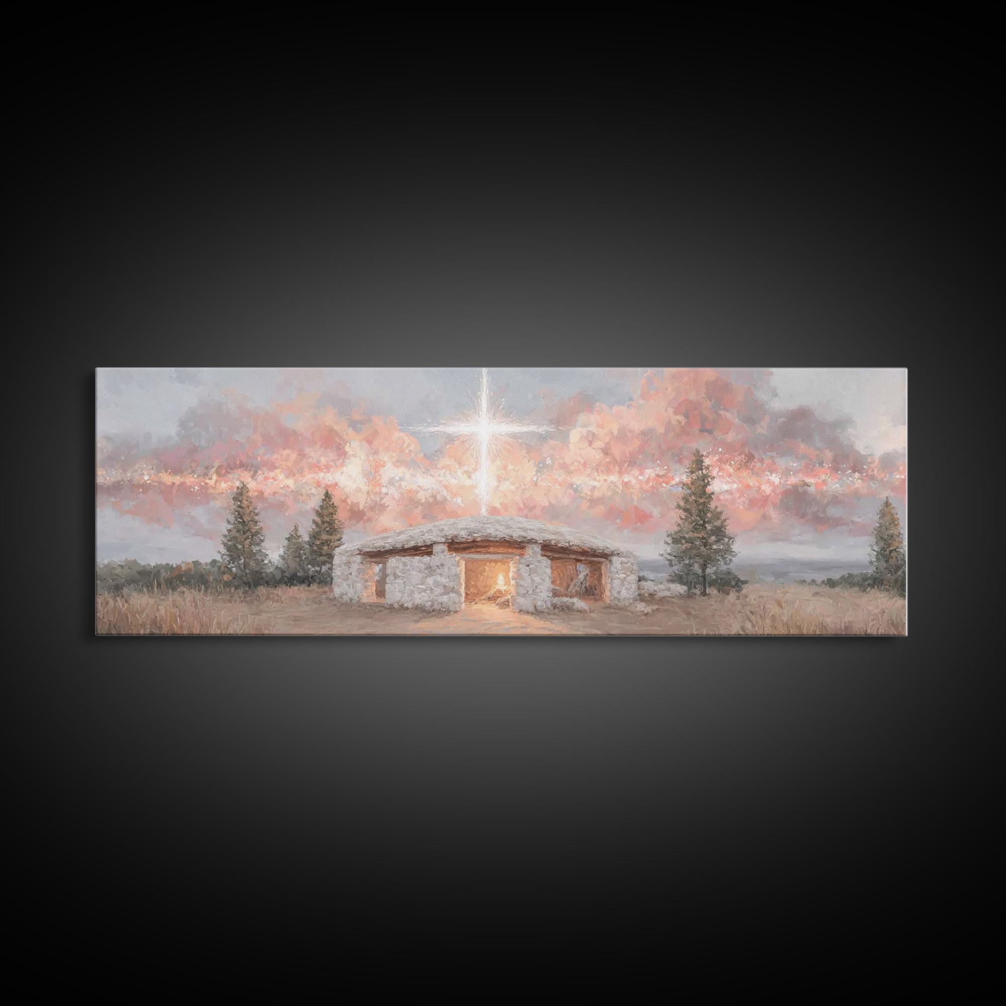 Radiant Promise – Framed Canvas Print – Panoramic Painting – Christian Art – Modern Christian Art – Christmas Art Framed – Jesus Painting