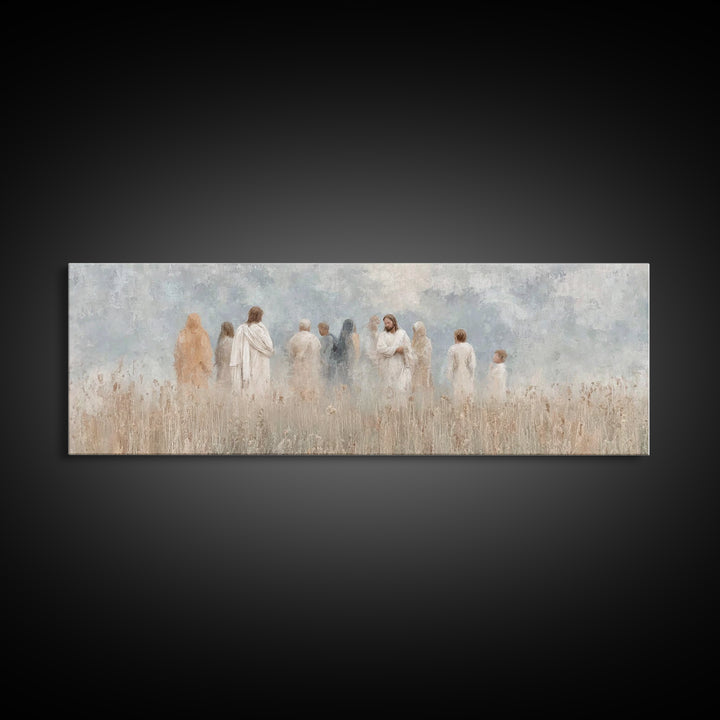 Gathered In Grace | Framed Canvas Print | Panoramic Art | Christian Wall Art | Christian Art Painting | Jesus Art Print | Christian Decor