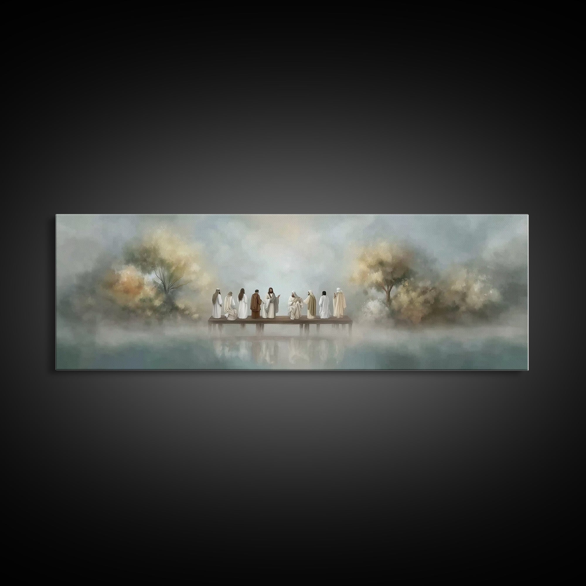 Dawn Of Promise, Framed Canvas Print, Christian Art Canvas, Jesus Painting, Christian Wall Art, Panoramic Wall Art, Modern Christian Art