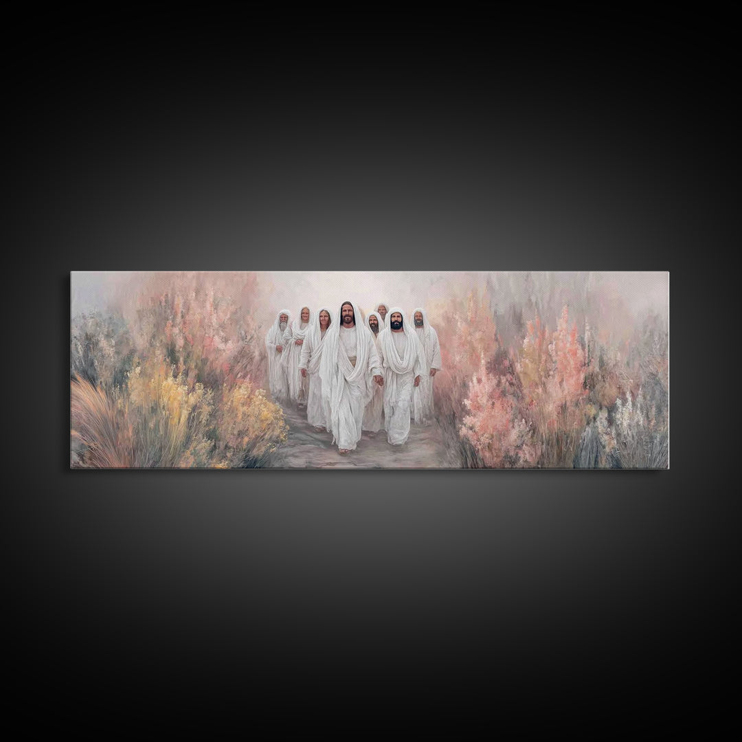 Walking In Glory | Framed Canvas Print | Christian Art Canvas | Christian Wall Art | Jesus Painting | Panoramic Art | Modern Christian Art