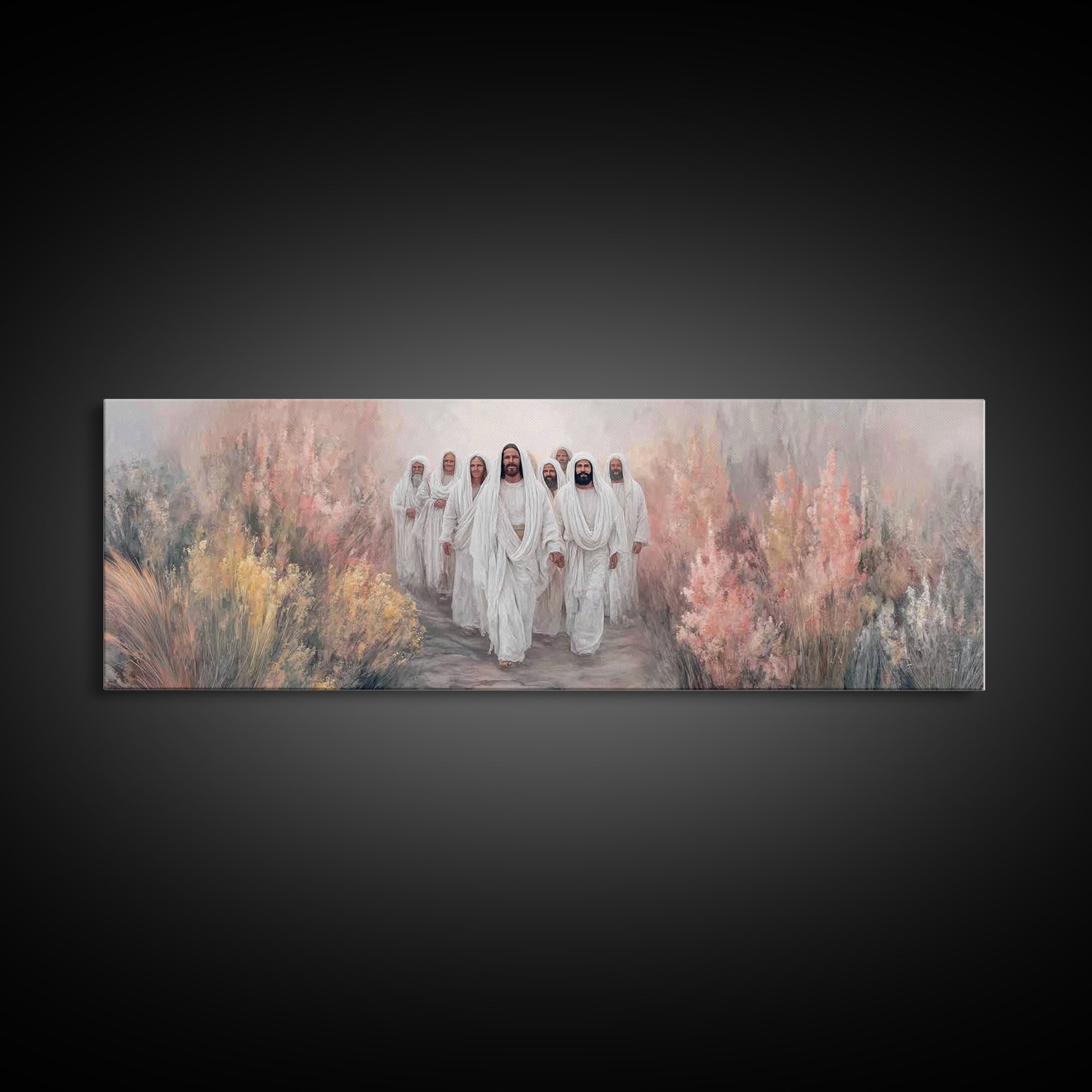 Walking In Glory | Framed Canvas Print | Christian Art Canvas | Christian Wall Art | Jesus Painting | Panoramic Art | Modern Christian Art