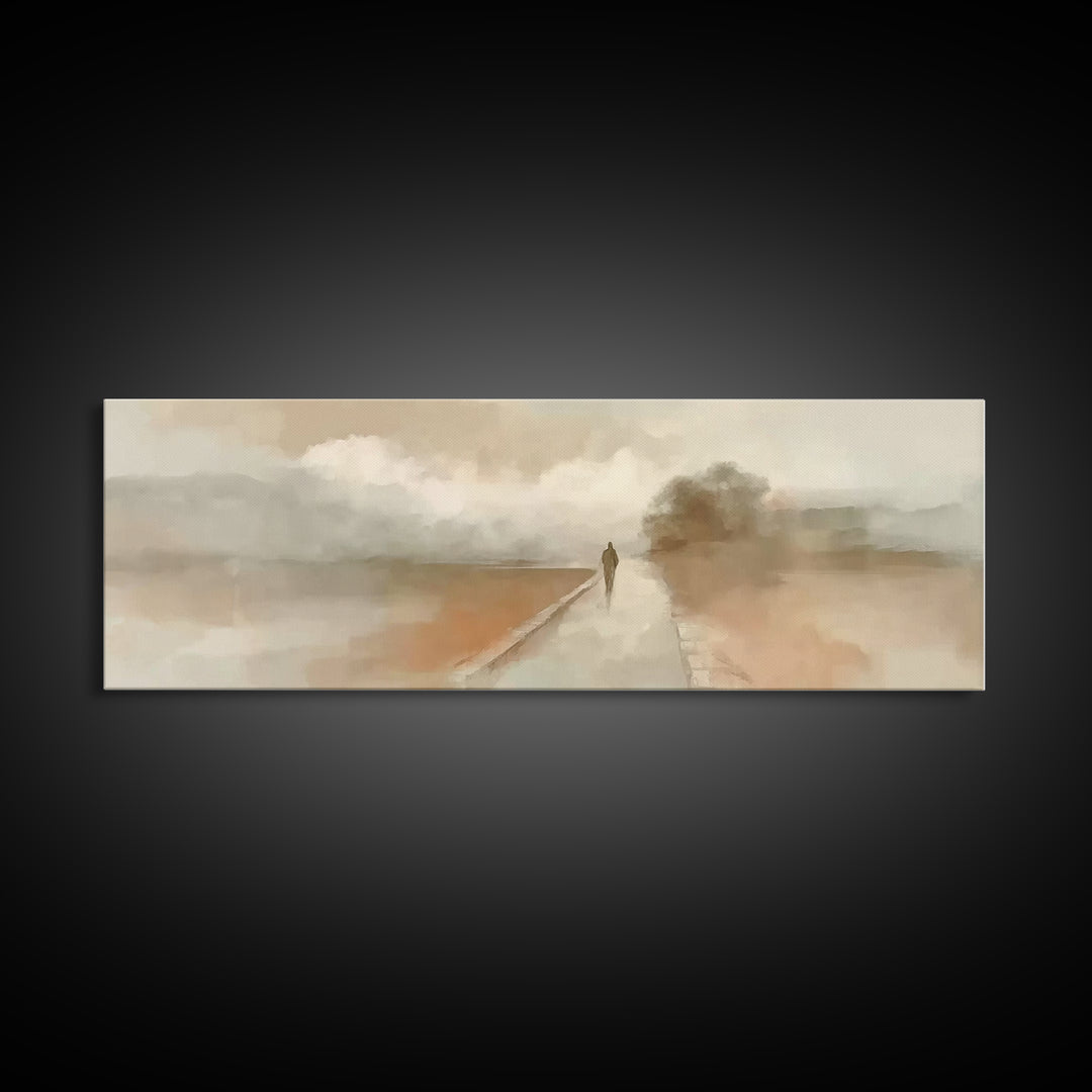 Silent Winter Path – Framed Canvas Print – Christian Wall Art – Christian Art Canvas – Jesus Painting – Panoramic Art – Christmas Art