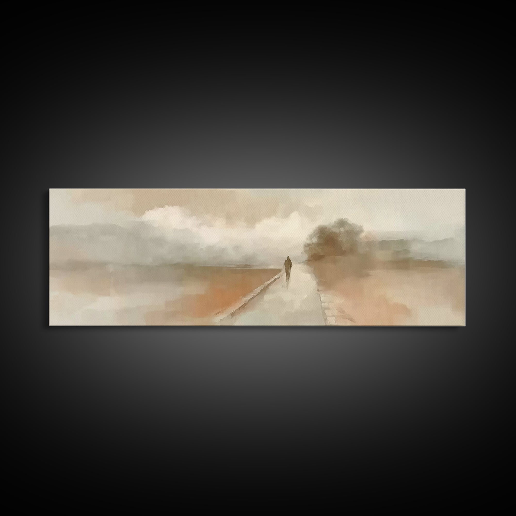 Silent Winter Path – Framed Canvas Print – Christian Wall Art – Christian Art Canvas – Jesus Painting – Panoramic Art – Christmas Art