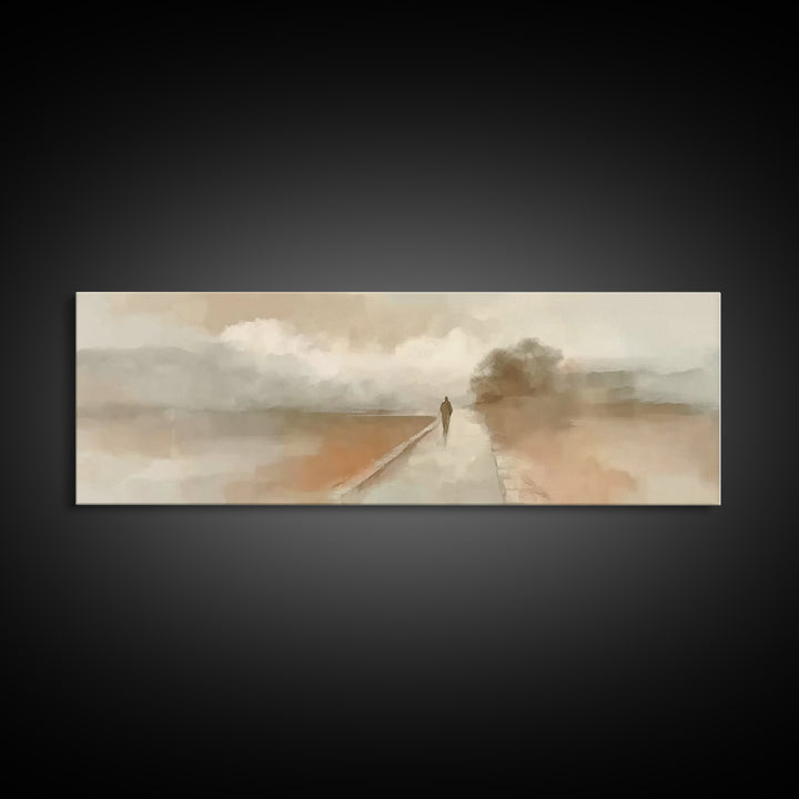 Silent Winter Path – Framed Canvas Print – Christian Wall Art – Christian Art Canvas – Jesus Painting – Panoramic Art – Christmas Art