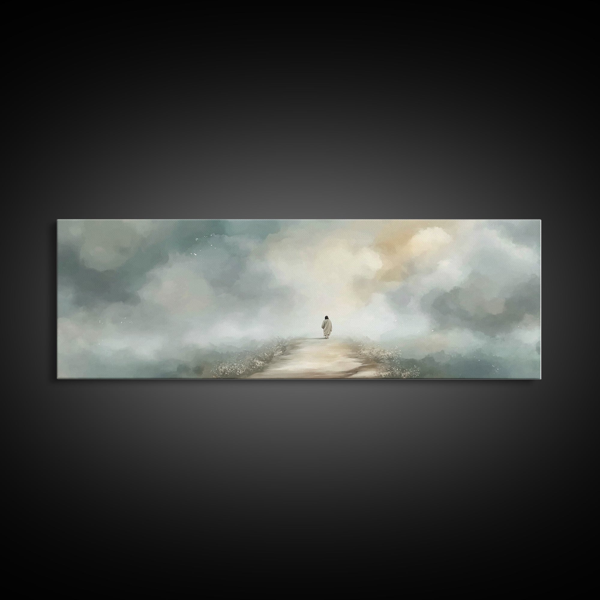 Pastoral Shepherd Calm | Framed Canvas Print | Christian Wall Art | Christian Art Canvas | Panoramic Art | Vintage Christian Art | Christma