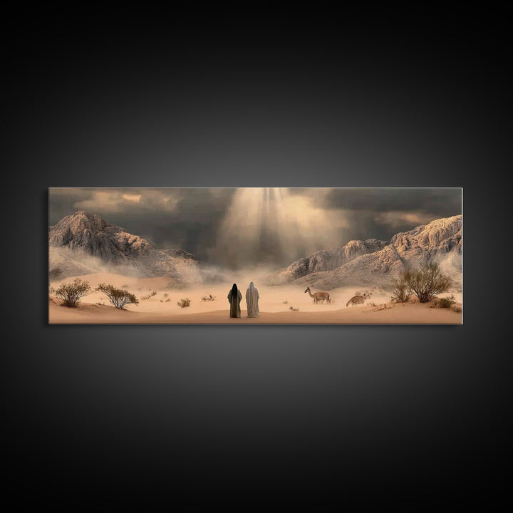 Journey Through Light – Framed Canvas Print – Panoramic Art – Christian Wall Art – Jesus Painting – Christian Art Canvas – Christian Art