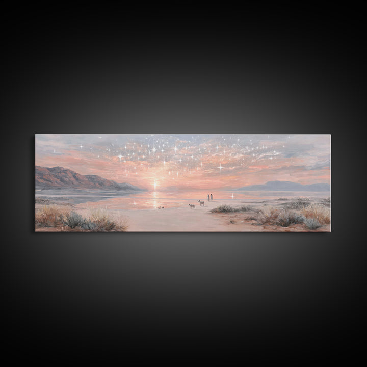 Starry Dawn Promise – Framed Canvas Print – Christian Wall Art – Panoramic Painting – Christian Art Canvas – Christmas Art – Jesus Painting
