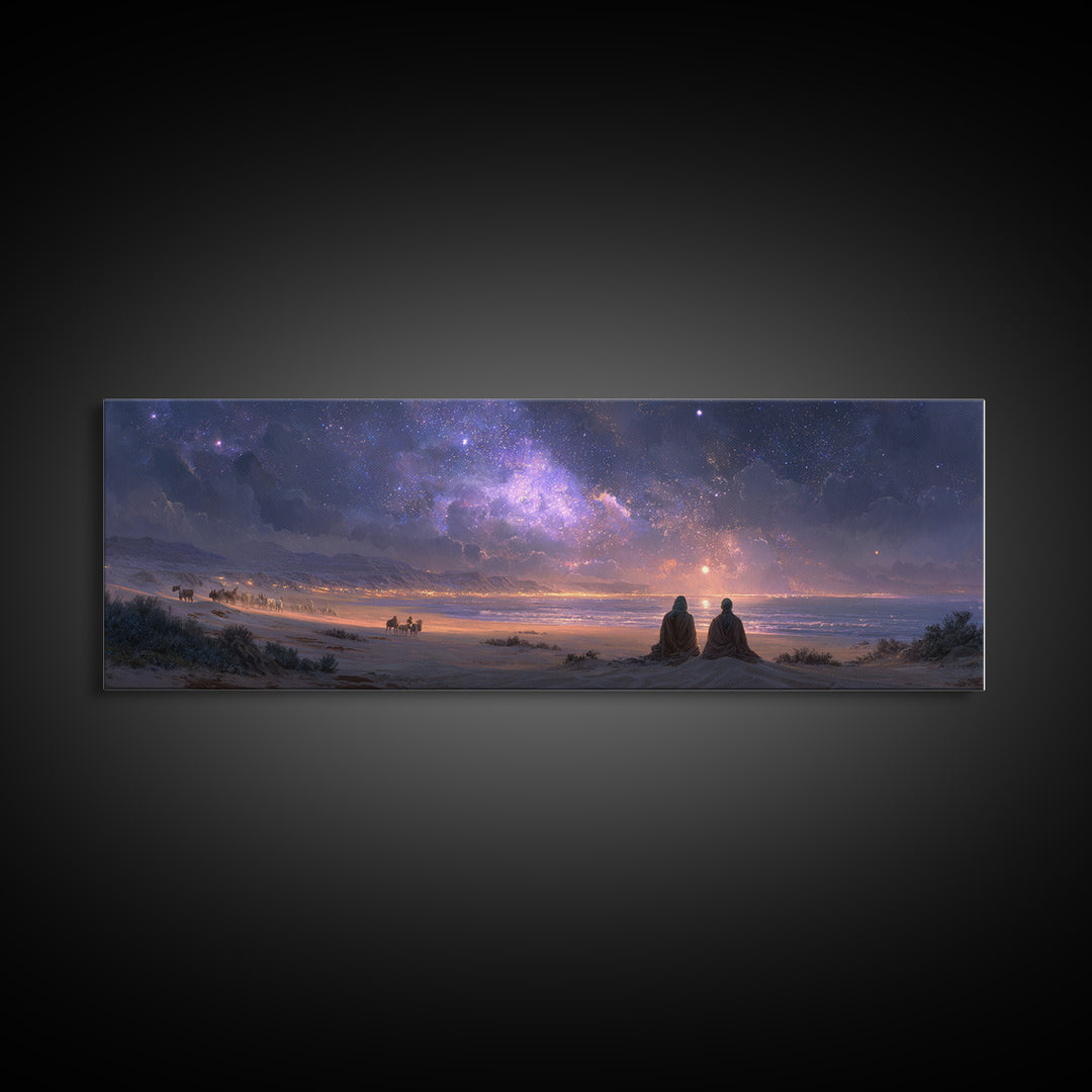 Twilight Wonder Sky, Framed Canvas Print, Panoramic Art, Christian Wall Art, Christian Art Canvas, Jesus Christmas Art, Modern Christian Ar