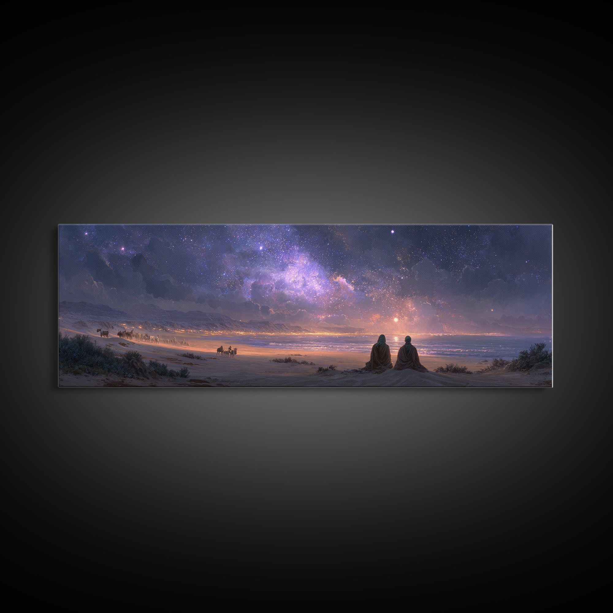 Twilight Wonder Sky, Framed Canvas Print, Panoramic Art, Christian Wall Art, Christian Art Canvas, Jesus Christmas Art, Modern Christian Ar