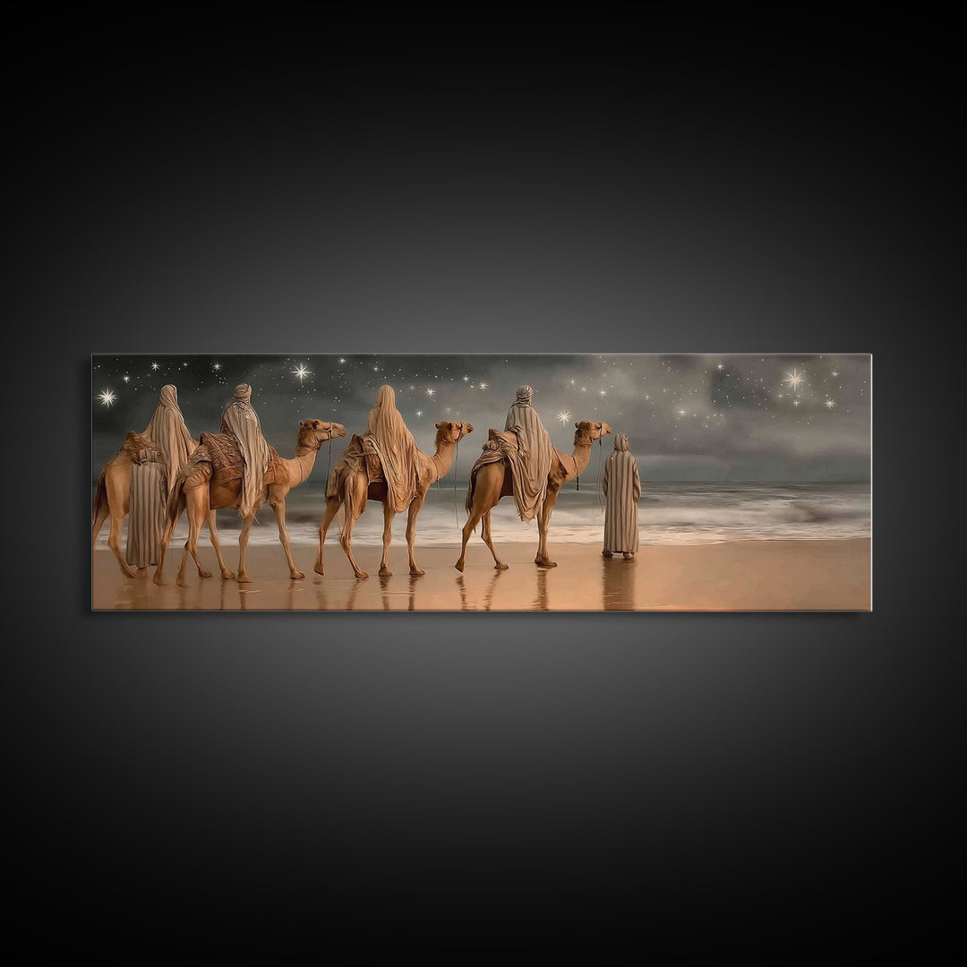 Guiding Star Journey | Framed Canvas Print | Christian Wall Art | Panoramic Print | Christian Art Canvas | Christmas Art | Christian Painti