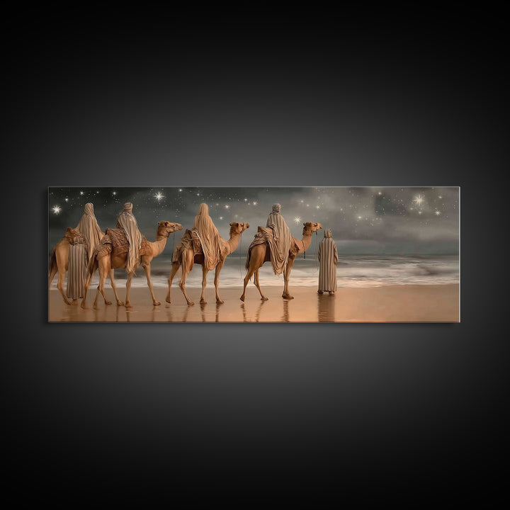 Guiding Star Journey | Framed Canvas Print | Christian Wall Art | Panoramic Print | Christian Art Canvas | Christmas Art | Christian Painti