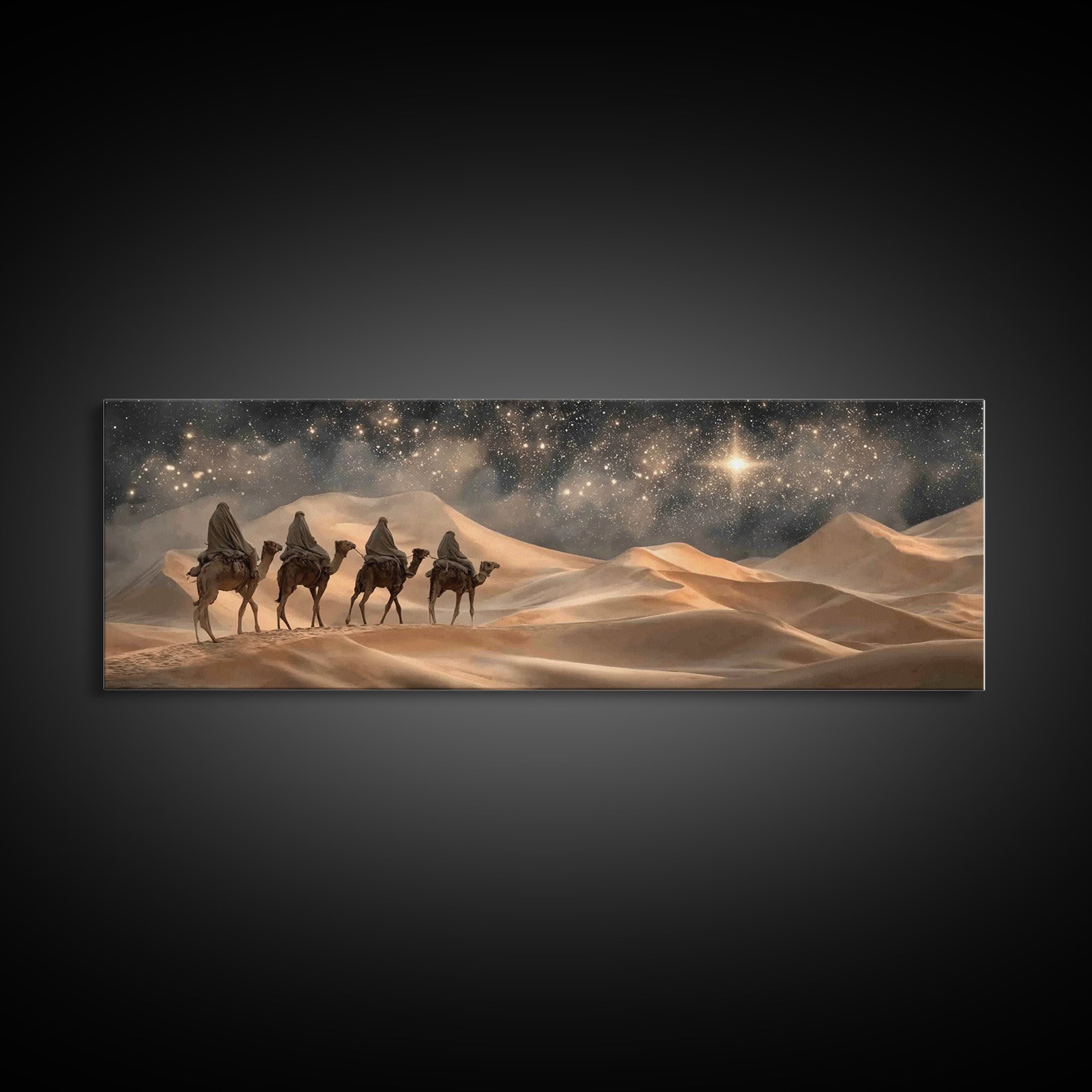 Silent Bethlehem Plains – Framed Canvas Print – Christian Wall Art – Panoramic Frame – Christian Art Canvas – Vintage Christian Art – Chris