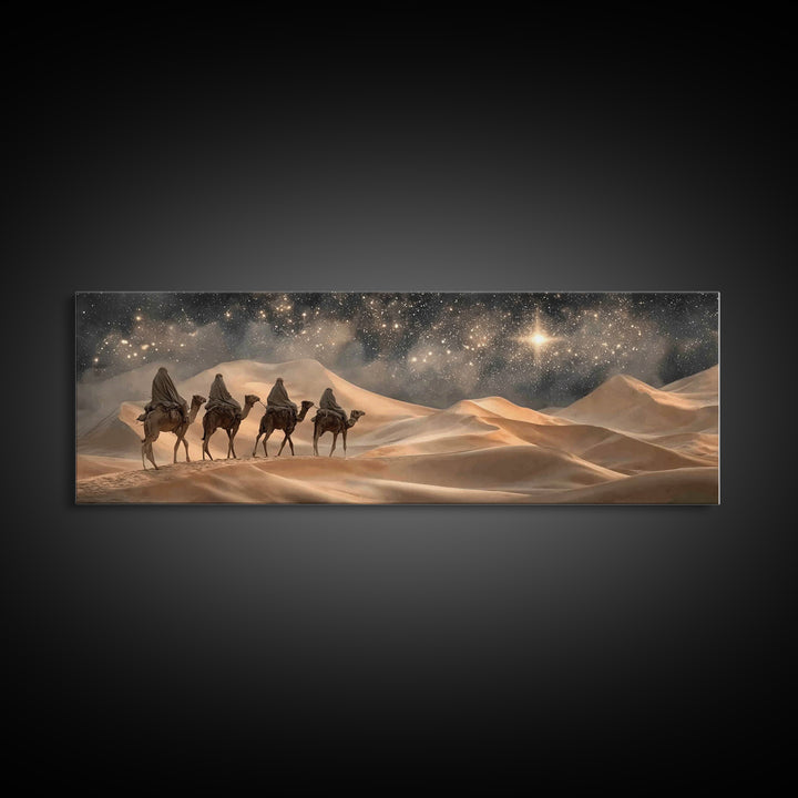 Silent Bethlehem Plains – Framed Canvas Print – Christian Wall Art – Panoramic Frame – Christian Art Canvas – Vintage Christian Art – Chris