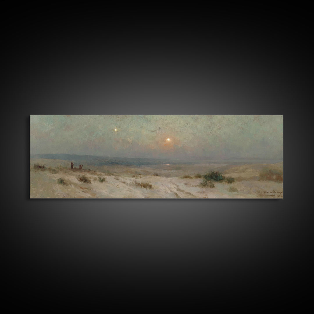 Hills of Holy Light, Framed Canvas Print, Panoramic Art, Christian Christmas Art, Christian Wall Art, Christian Art Canvas, Jesus Painting