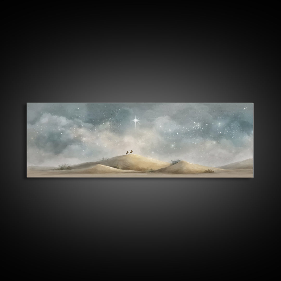 Wandering Star Path | Framed Canvas Print | Christian Wall Art | Panoramic Art | Christian Christmas Art | Christian Art Canvas | Jesus Pai