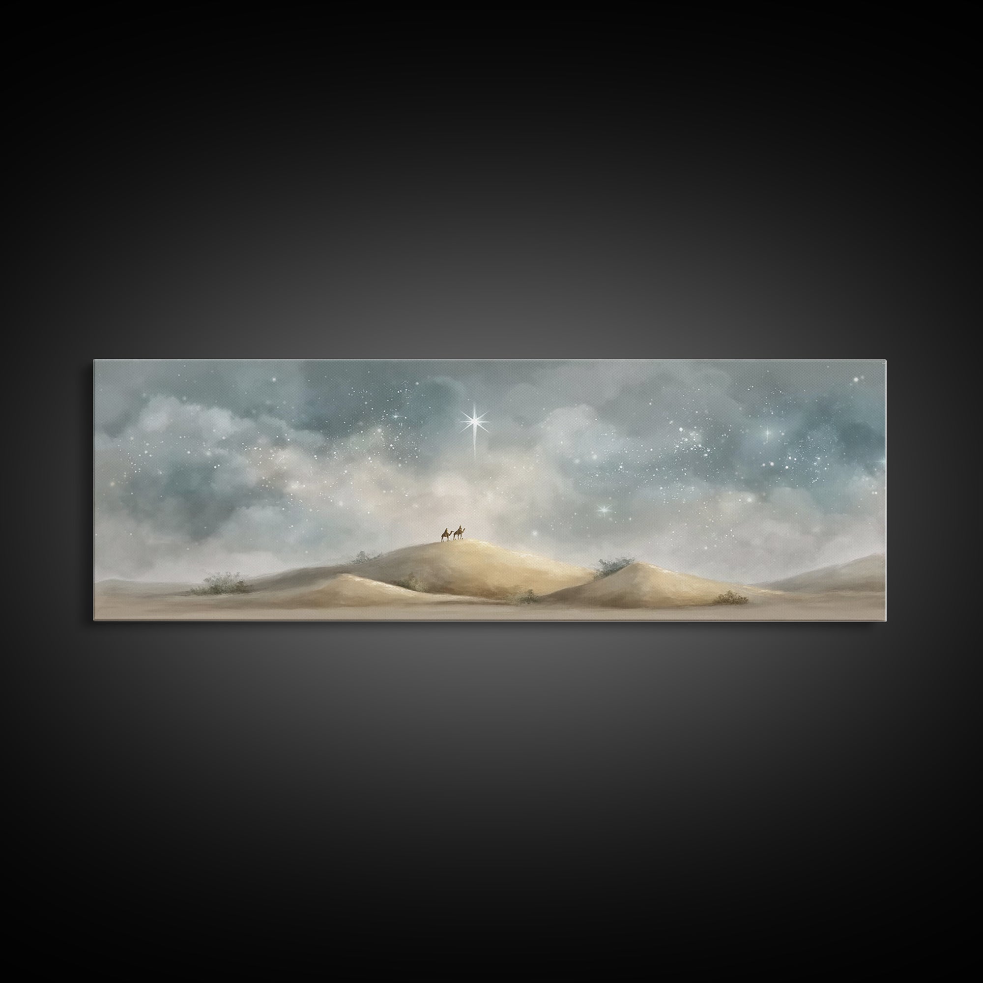 Wandering Star Path | Framed Canvas Print | Christian Wall Art | Panoramic Art | Christian Christmas Art | Christian Art Canvas | Jesus Pai