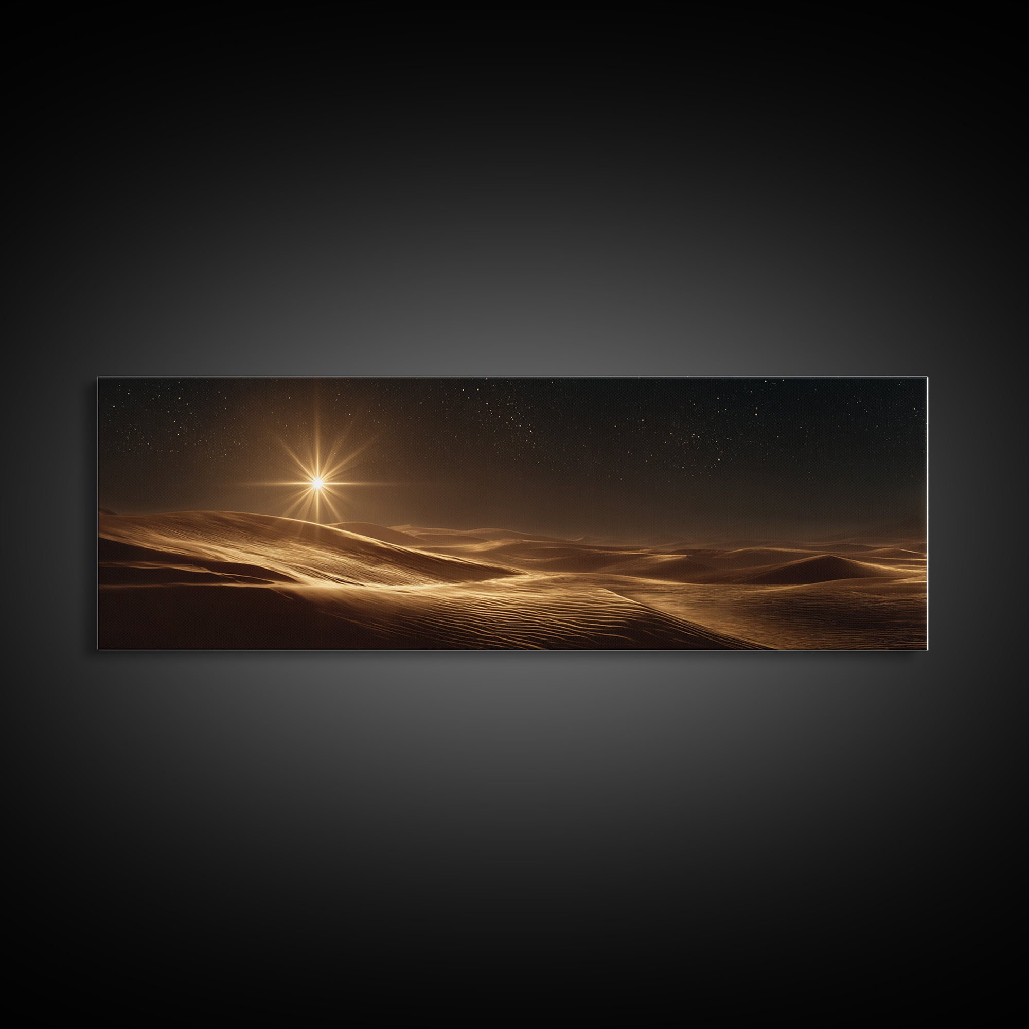 Desert Star Glory, Framed Canvas Print, Panoramic Art, Christian Wall Art, Jesus Painting, Christian Christmas Art, Christian Art Canvas