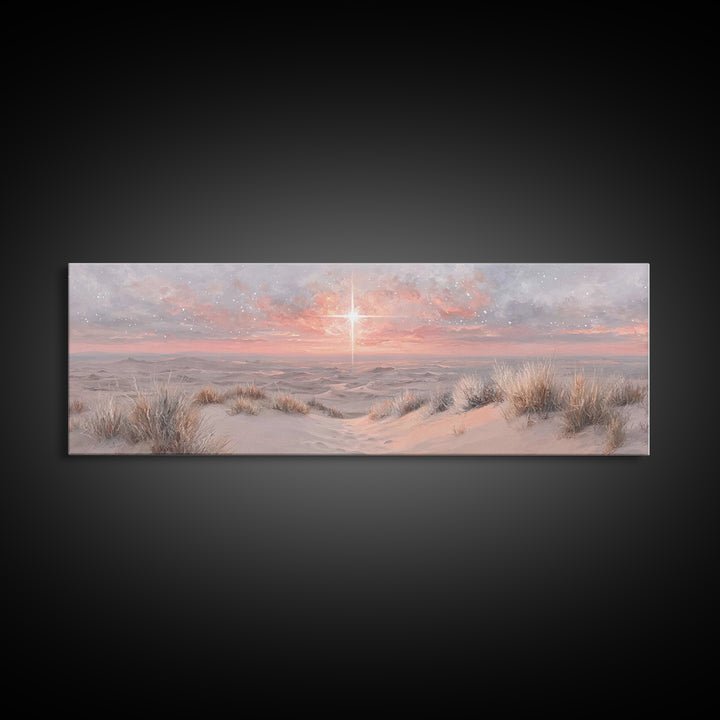 Dawn of Promise – Framed Canvas Print – Panoramic Painting – Christian Art – Christmas Wall Art – Jesus Canvas Art – Christian Gift Ideas