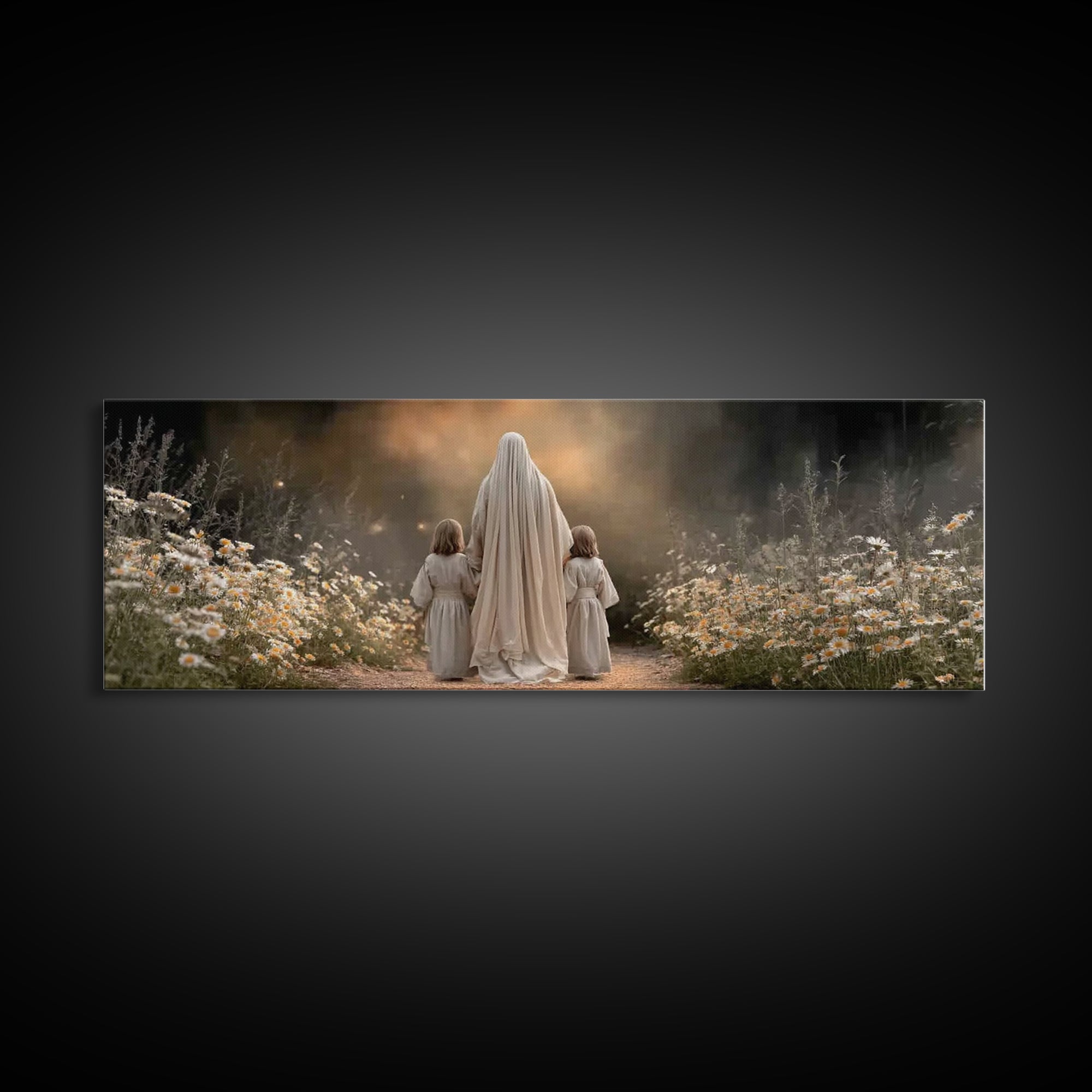 Garden of Peace | Framed Canvas Print | Panoramic Wall Art | Christian Art Canvas | Jesus Painting | Christian Decor | Christmas Art