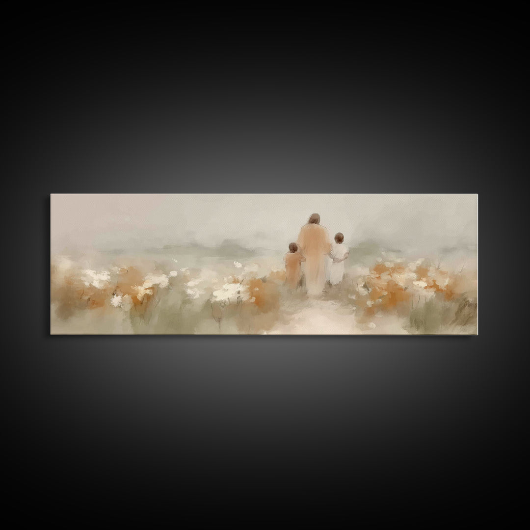 Fields of Mercy, Framed Canvas Print, Extra Wide Art, Christian Art, Jesus Painting Canvas, Christian Christmas Decor, Modern Christian Art