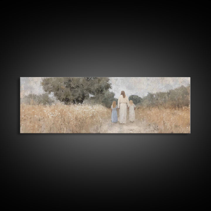 Silent Faith Journey | Framed Canvas Print | Panoramic Painting | Christian Art | Jesus Painting | Christian Christmas Art | Christian Wall